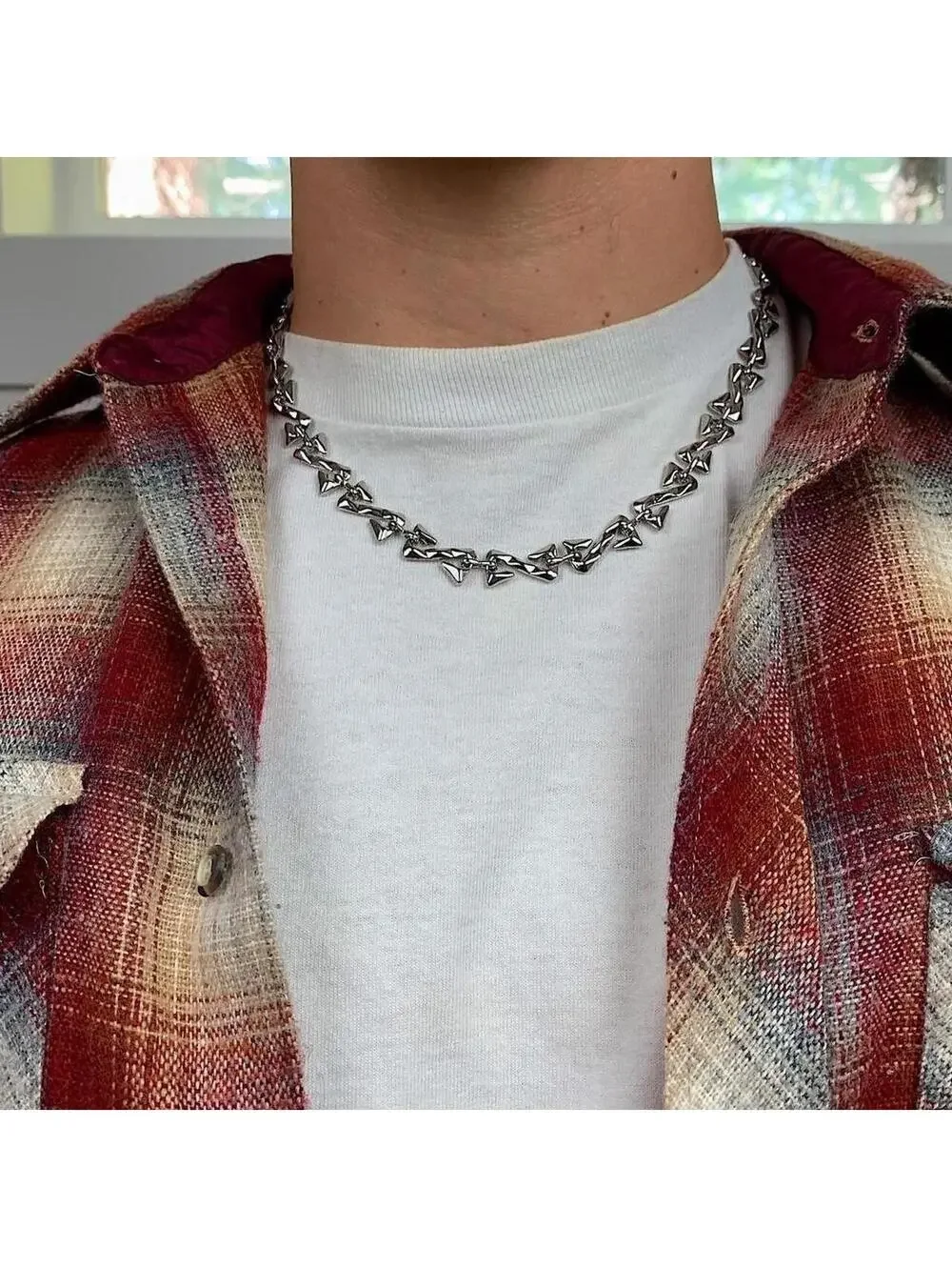 2000s Vintage y2k style cyberpunk opium skater style pendant necklace chain.
